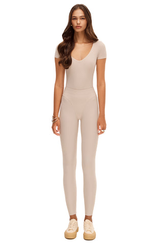 FLUX BEIGE SHORT SLEEVE CATSUIT