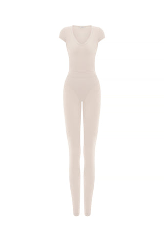 FLUX BEIGE SHORT SLEEVE CATSUIT