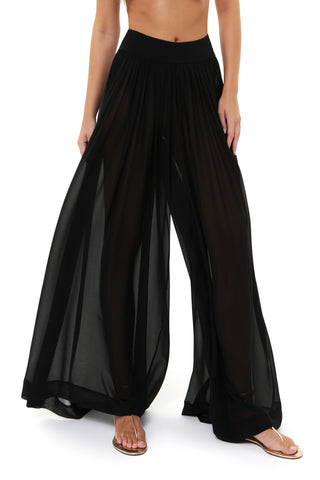 NYX NOIR GATHERED SILK TROUSERS