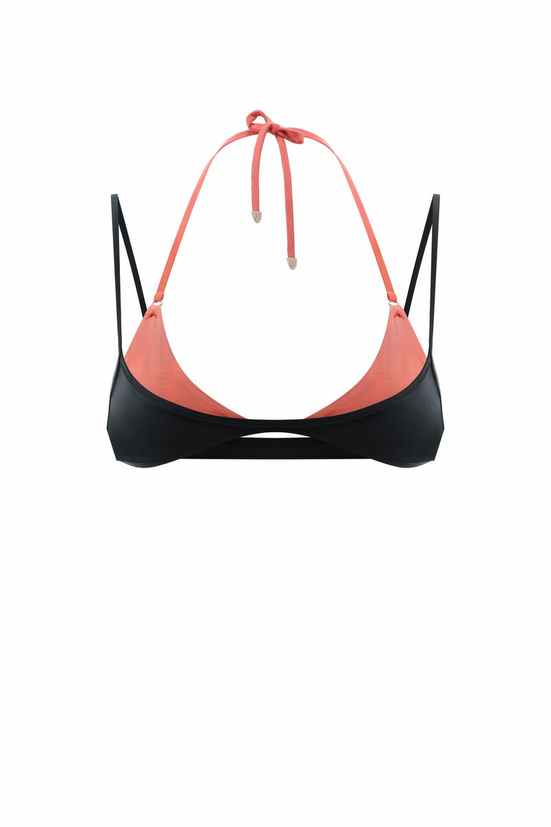 DOUBLE LAYER TERRACOTTA | BLACK BIKINI TOP