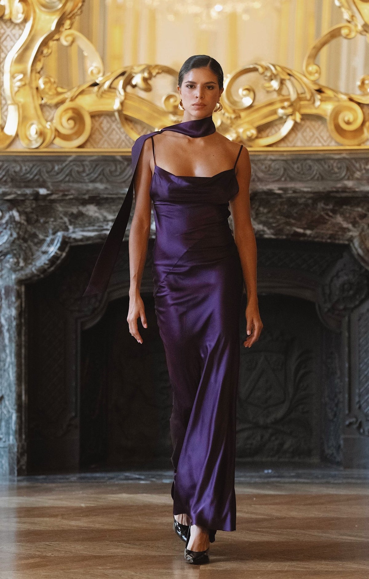 Plum silk maxi dress