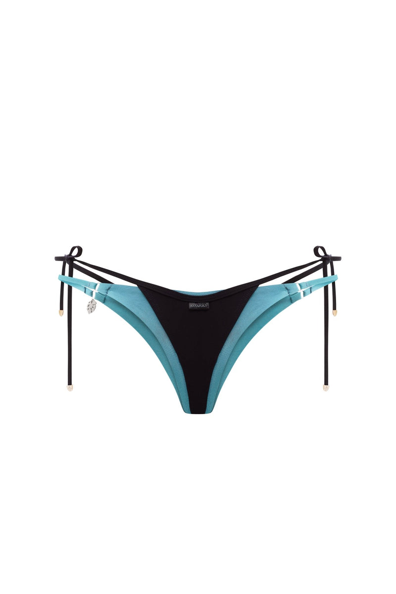 DOUBLE LAYER TEAL | BLACK BIKINI BOTTOM