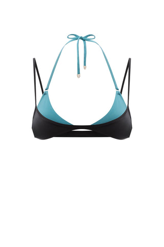 DOUBLE LAYER TEAL | BLACK BIKINI TOP - Women's Bikini top | ANNAFOXY