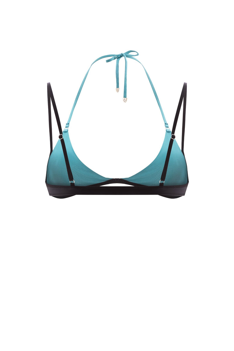 DOUBLE LAYER TEAL | BLACK BIKINI TOP
