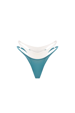 DOUBLE LAYER TIE TEAL | OFF-WHITE BIKINI BOTTOM - Women's Bikini bottom | ANNAFOXY