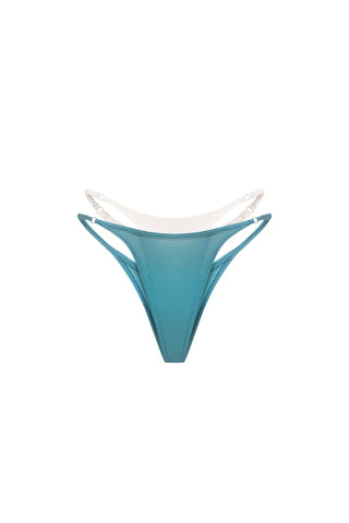 DOUBLE LAYER TIE TEAL | OFF-WHITE BIKINI BOTTOM - Women's Bikini bottom | ANNAFOXY