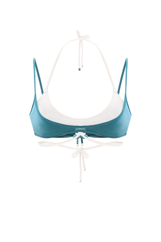 DOUBLE LAYER TIE TEAL | OFF-WHITE BIKINI TOP - Women's Bikini top | ANNAFOXY