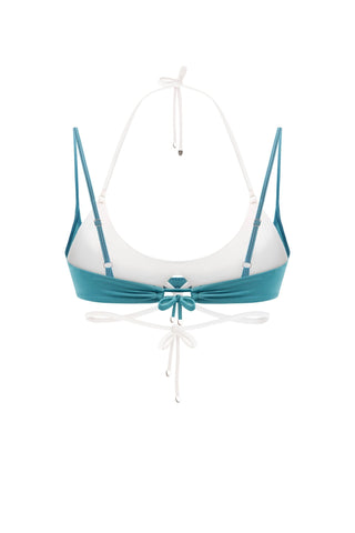 DOUBLE LAYER TIE TEAL | OFF-WHITE BIKINI TOP - Women's Bikini top | ANNAFOXY