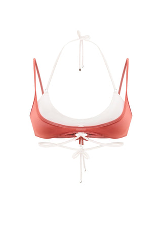 DOUBLE LAYER TIE TERRACOTTA | OFF-WHITE BIKINI TOP - Women's Bikini top | ANNAFOXY