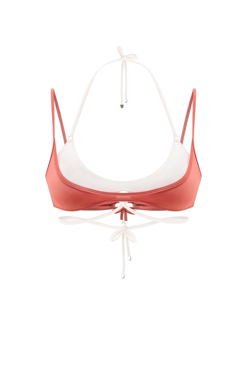 DOUBLE LAYER TIE TERRACOTTA | OFF-WHITE BIKINI TOP