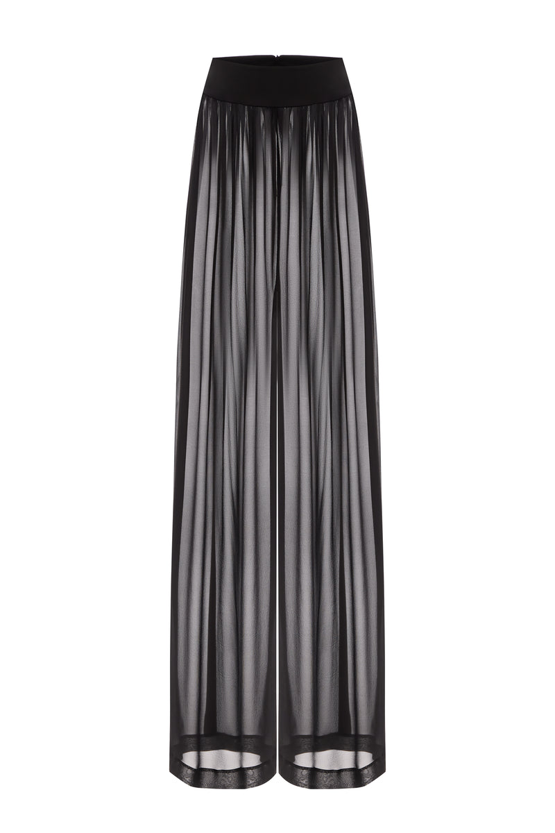 NYX NOIR GATHERED SILK TROUSERS