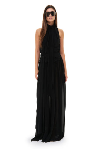 NYX NOIR SLEEVELESS SCARF-TIE SILK BLOUSE - Women's Blouse | ANNAFOXY