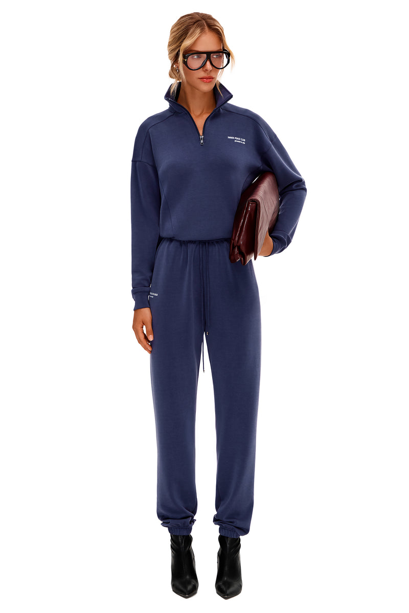 CALME NAVY BLUE HALF-ZIP