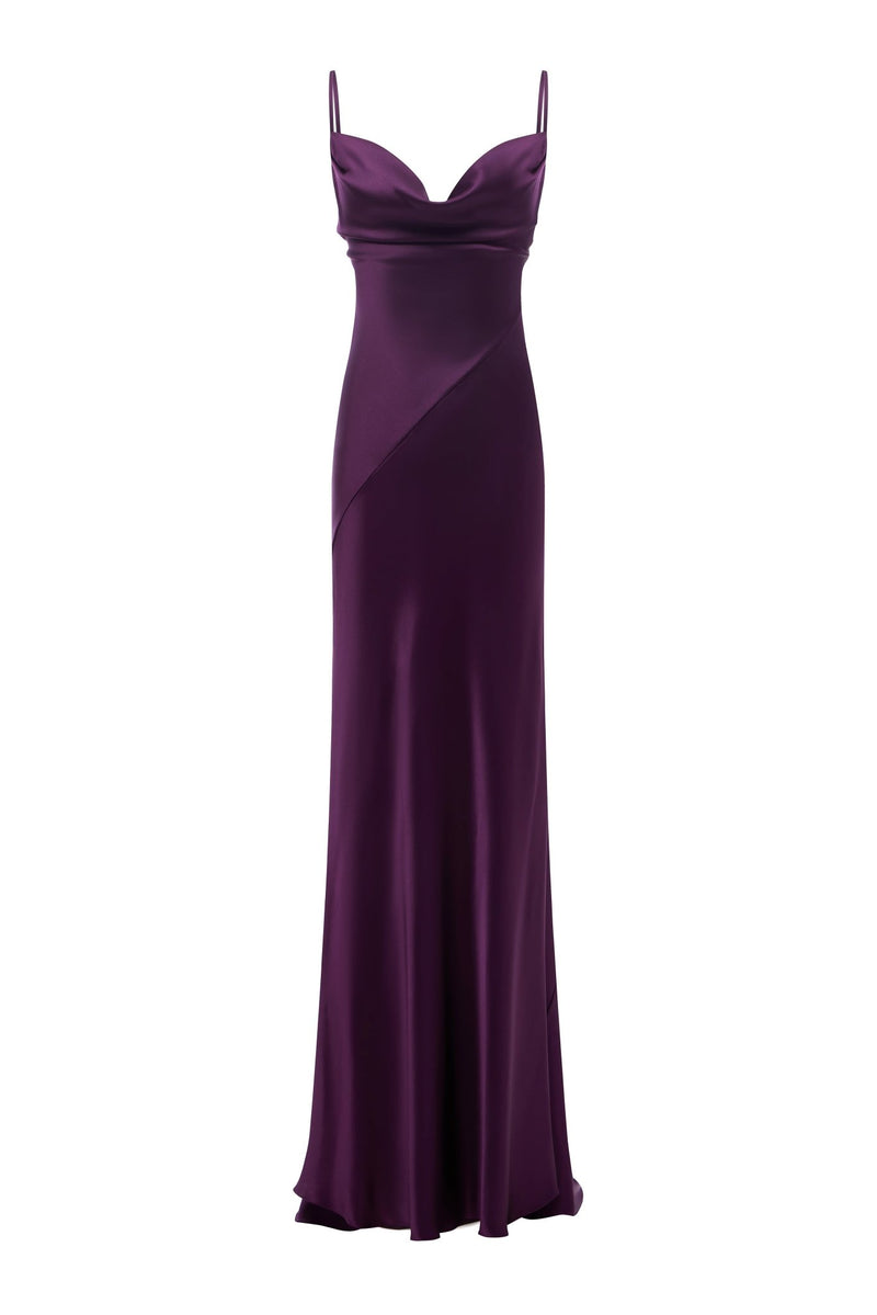EVE PLUM MAXI SILK DRESS
