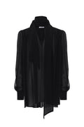NYX NOIR SCARF-TIE SILK BLOUSE