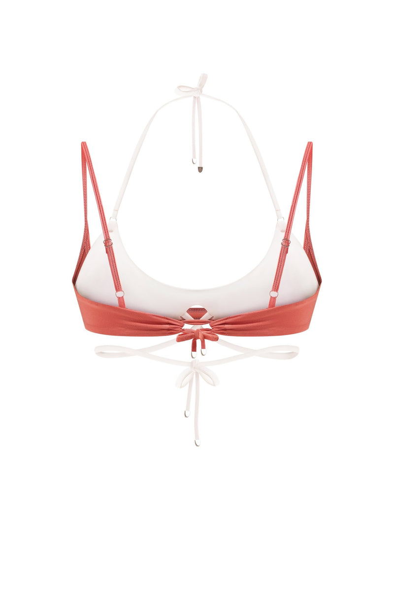 DOUBLE LAYER TIE TERRACOTTA | OFF-WHITE BIKINI TOP