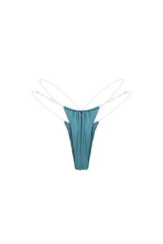 Muse teal micro bikini bottom, low-rise, flat back | ANNAFOXY