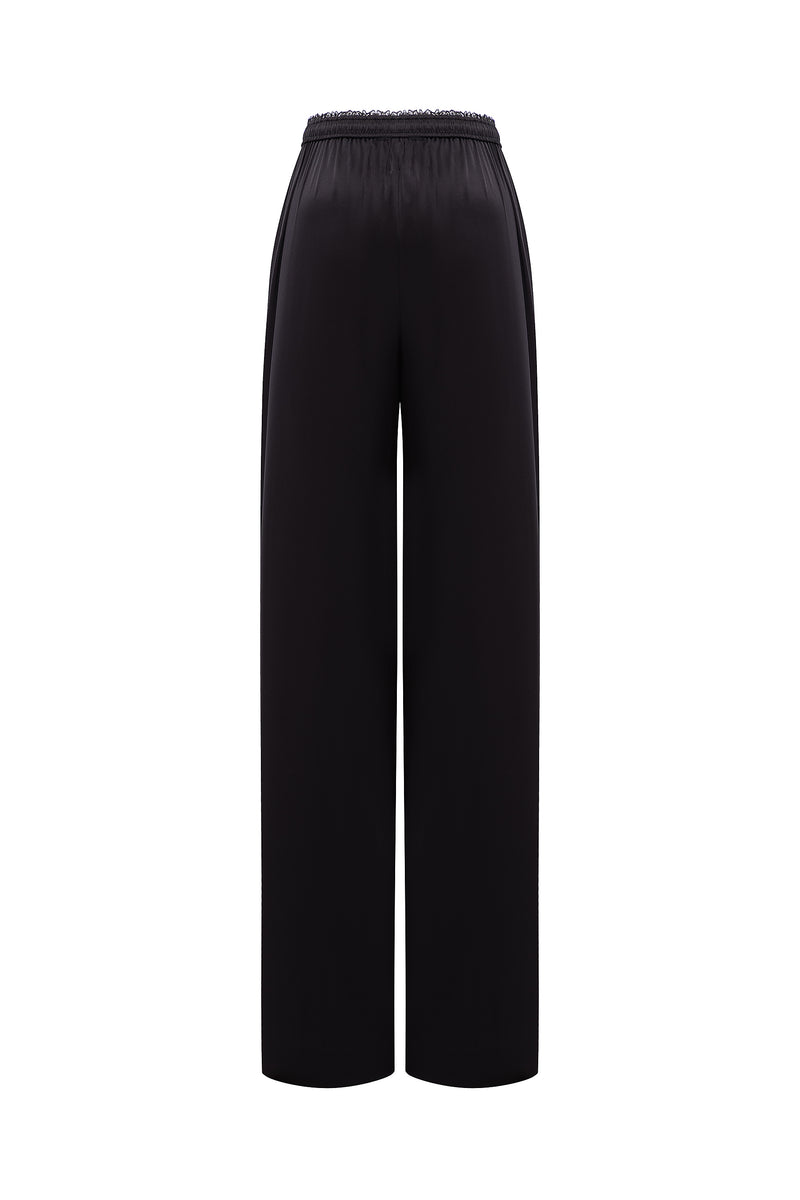 AMELIA NOIR SILK LACE TROUSERS