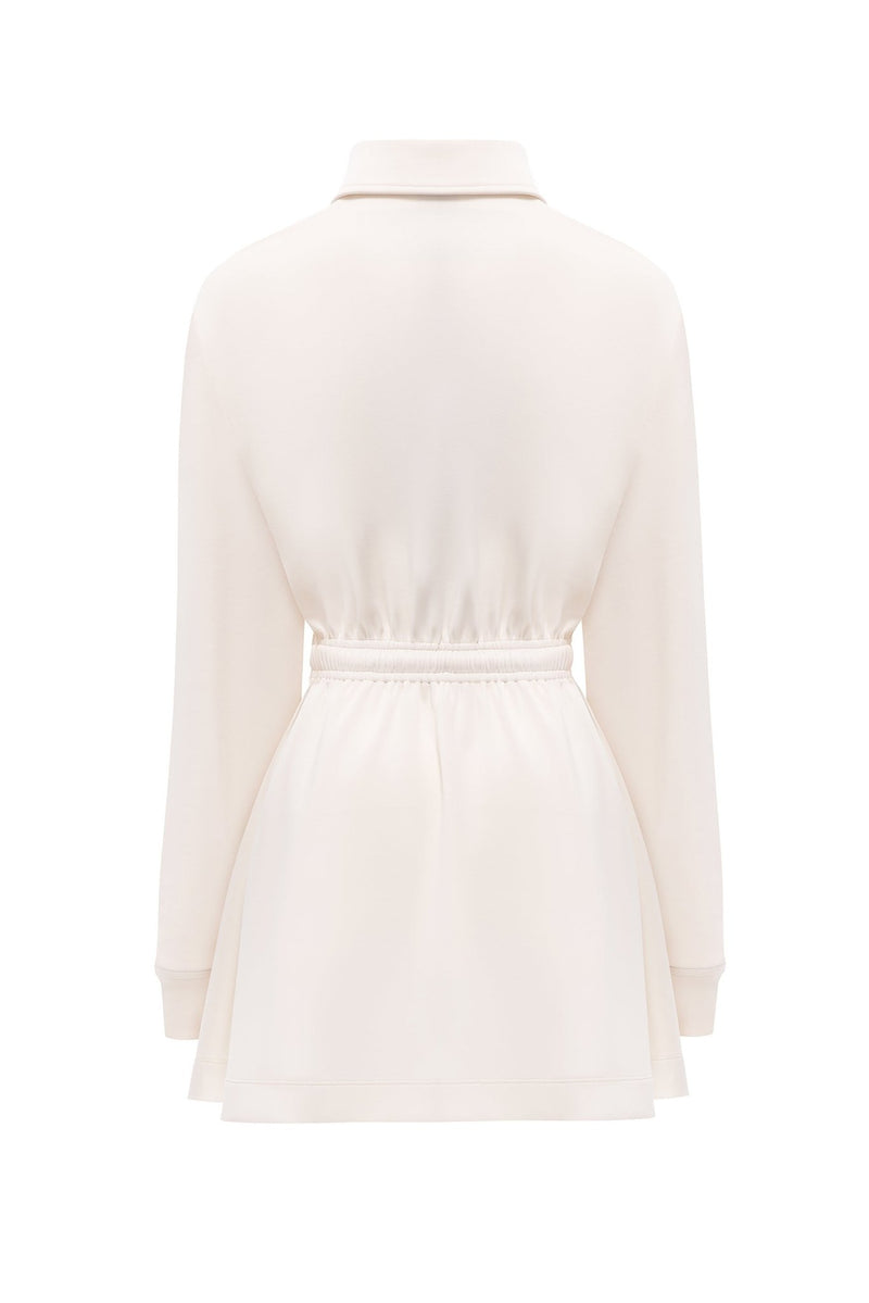 white satin wrap cuff detail shift dress White Silk Wrap Mini Dress Silk Mini Dress True Wrap Style, White Elopement Mini Silk Dress with Bracelet Sleeves, Civil Wedding Mini Dress