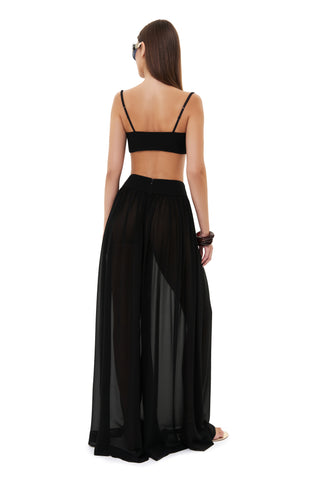 NYX NOIR GATHERED SILK TROUSERS