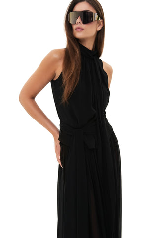 NYX NOIR SLEEVELESS SCARF-TIE SILK BLOUSE - Women's Blouse | ANNAFOXY