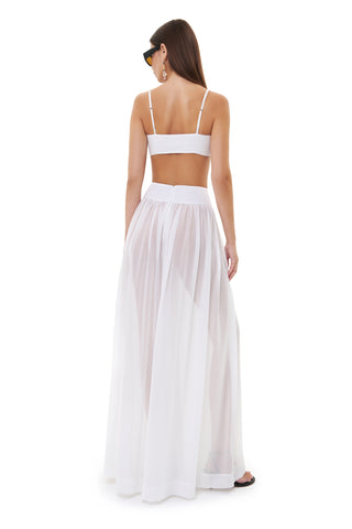 NYX BLANC GATHERED SILK TROUSERS