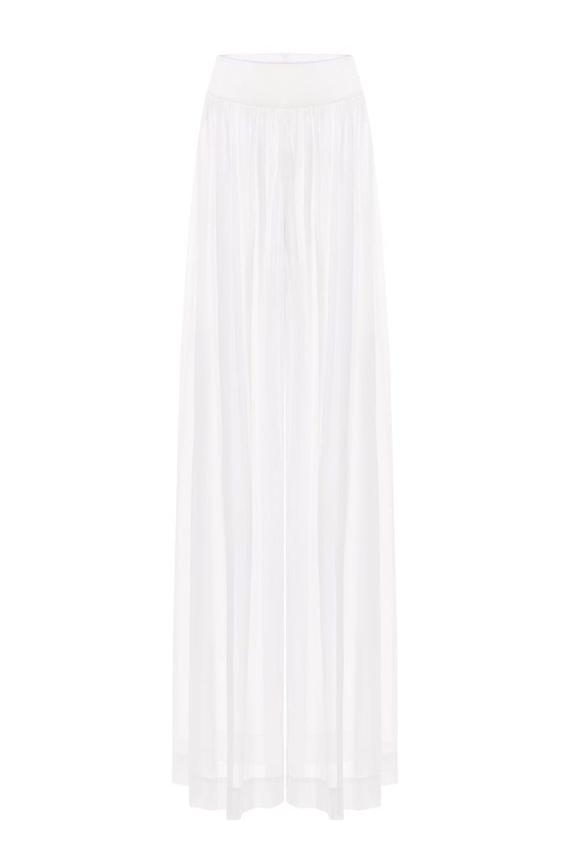 NYX BLANC GATHERED SILK TROUSERS
