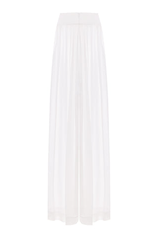 NYX BLANC GATHERED SILK TROUSERS