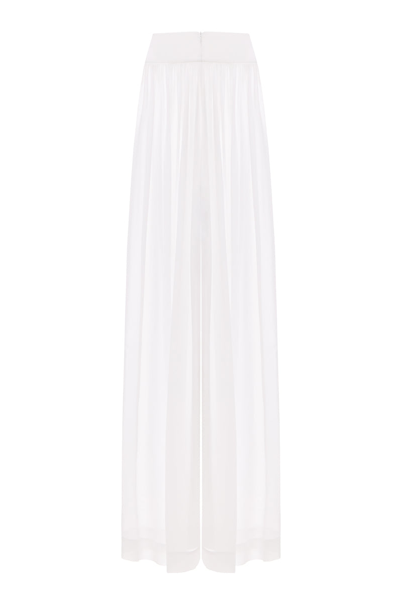 NYX BLANC GATHERED SILK TROUSERS