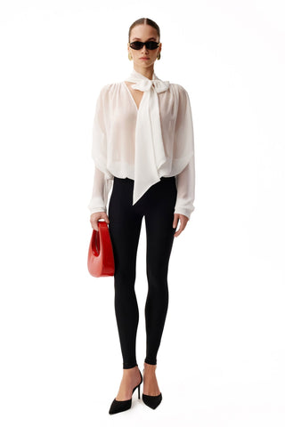 NYX BLANC SCARF-TIE SILK BLOUSE - Women's Blouse | ANNAFOXY