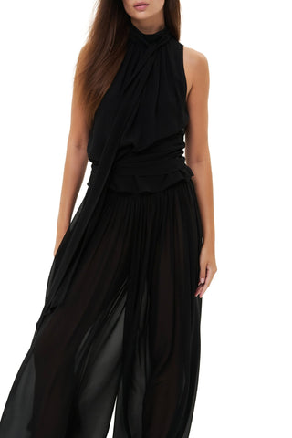 NYX NOIR SLEEVELESS SCARF-TIE SILK BLOUSE - Women's Blouse | ANNAFOXY