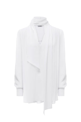 NYX BLANC SCARF-TIE SILK BLOUSE - Women's Blouse | ANNAFOXY