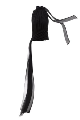 NYX NOIR SLEEVELESS SCARF-TIE SILK BLOUSE - Women's Blouse | ANNAFOXY