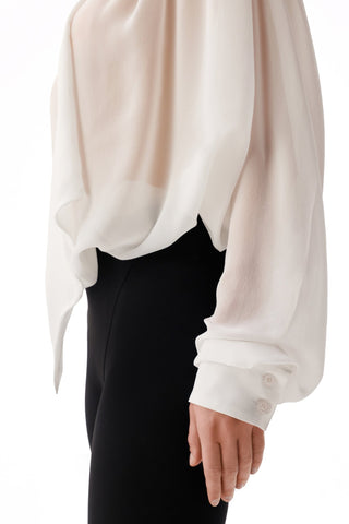 NYX BLANC SCARF-TIE SILK BLOUSE - Women's Blouse | ANNAFOXY
