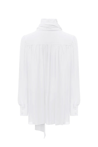 NYX BLANC SCARF-TIE SILK BLOUSE - Women's Blouse | ANNAFOXY