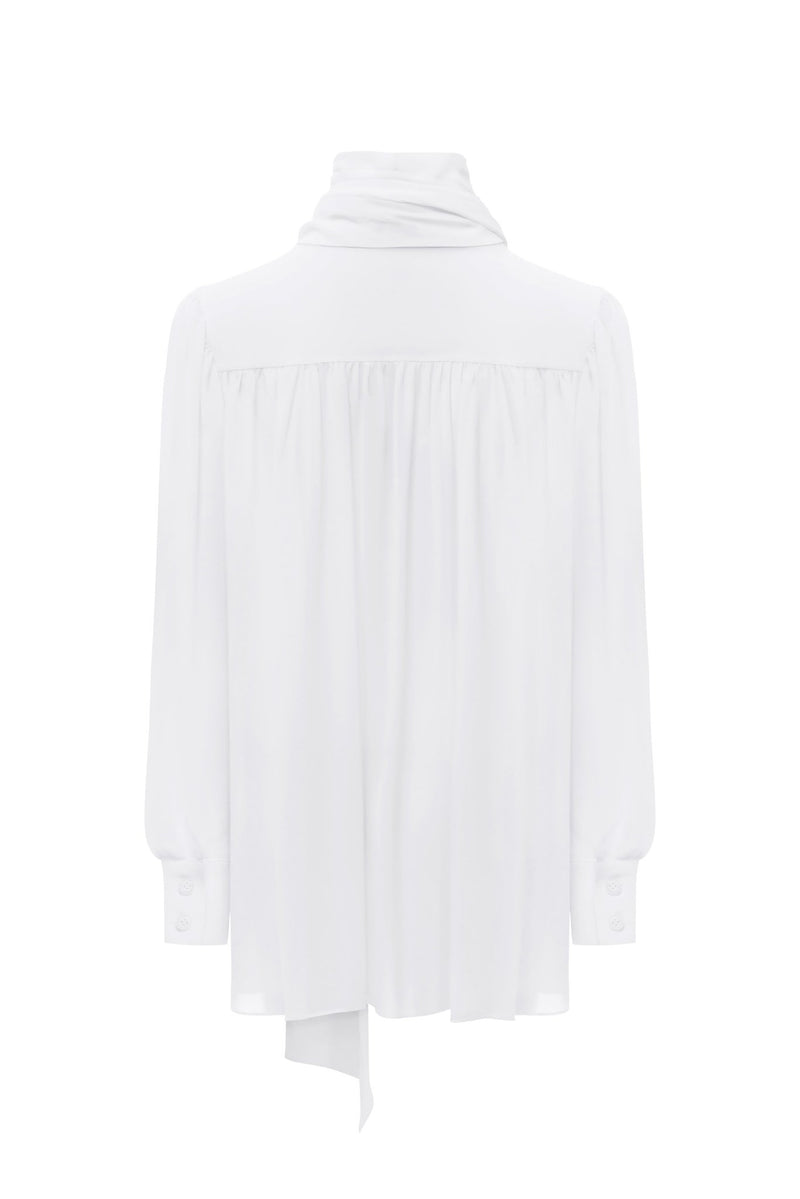 NYX BLANC SCARF-TIE SILK BLOUSE