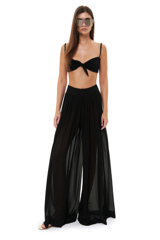 NYX NOIR GATHERED SILK TROUSERS