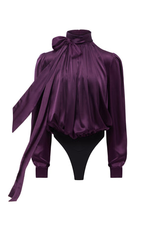 EVE PLUM SILK BODYSUIT