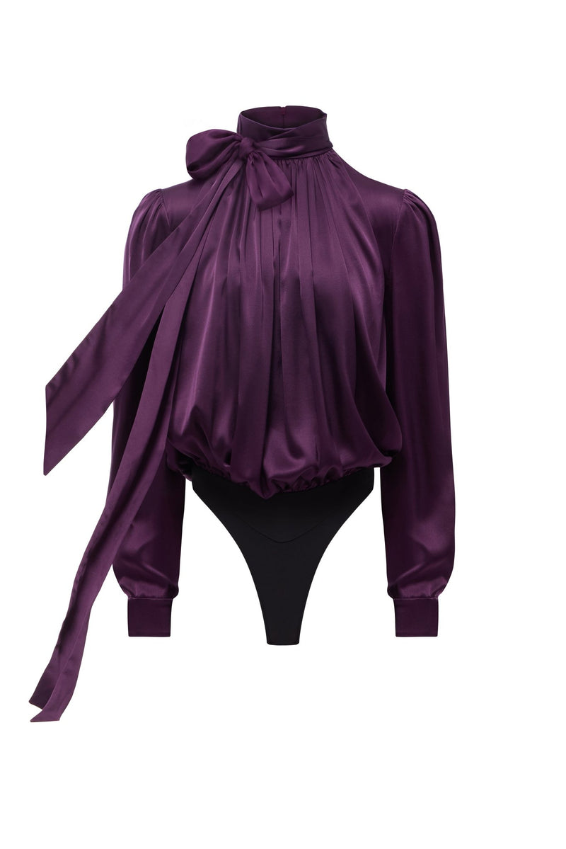 EVE PLUM SILK BODYSUIT