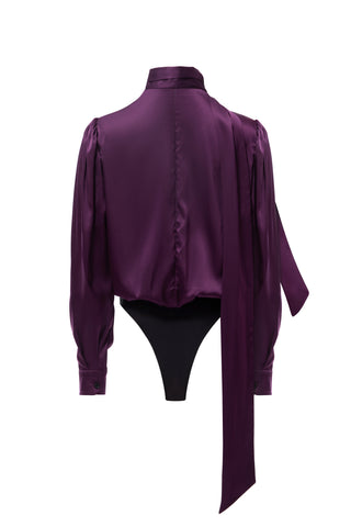 EVE PLUM SILK BODYSUIT