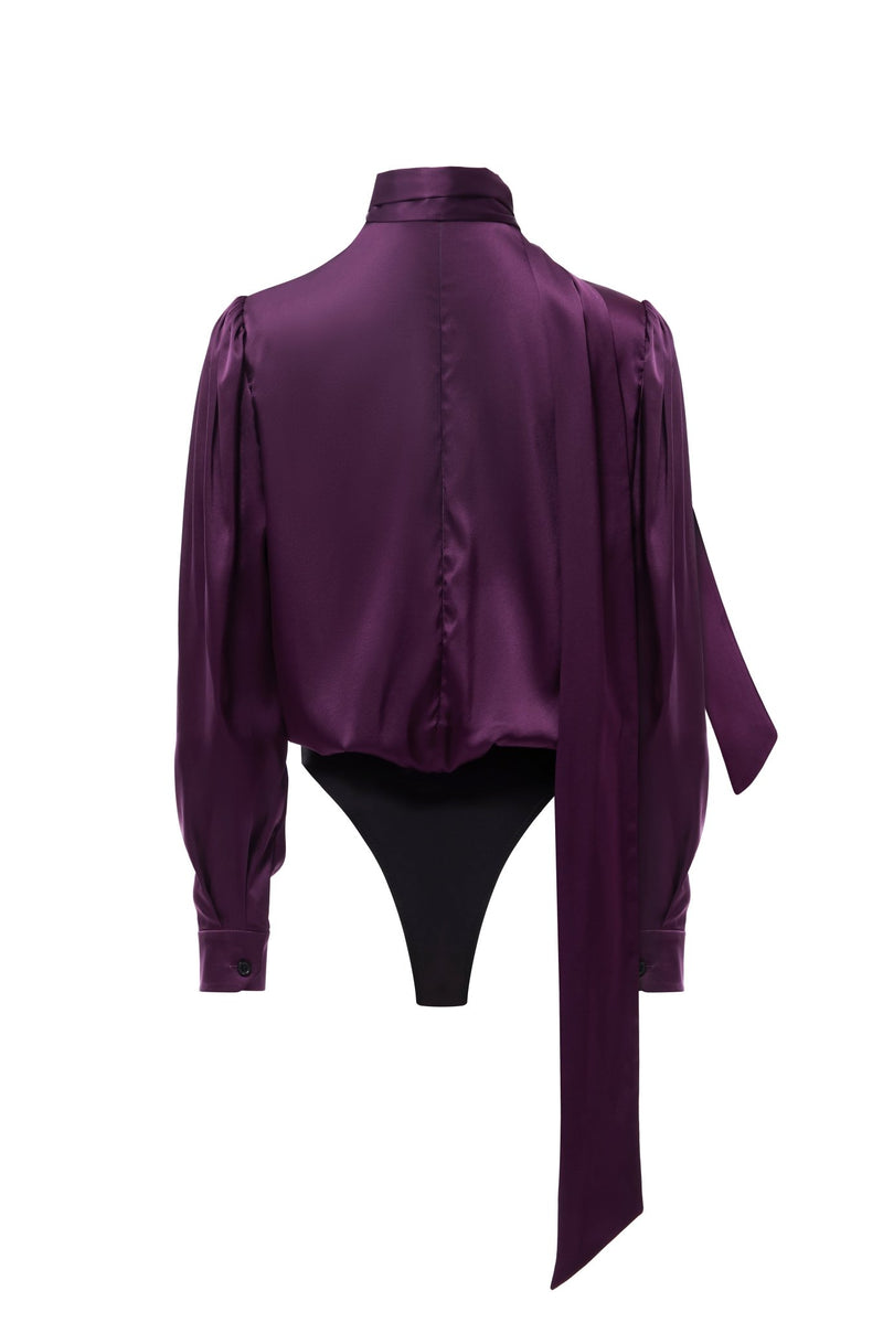 EVE PLUM SILK BODYSUIT