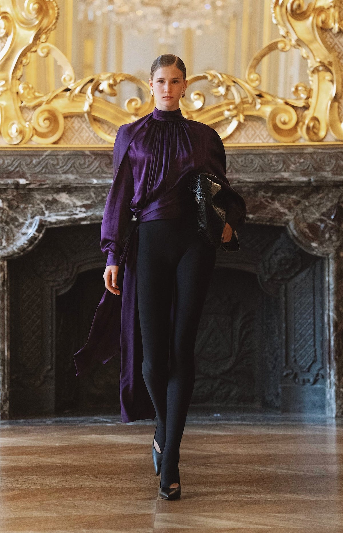 Plum silk one-piece jumpsuit