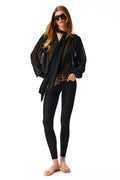 NYX NOIR SCARF-TIE SILK BLOUSE
