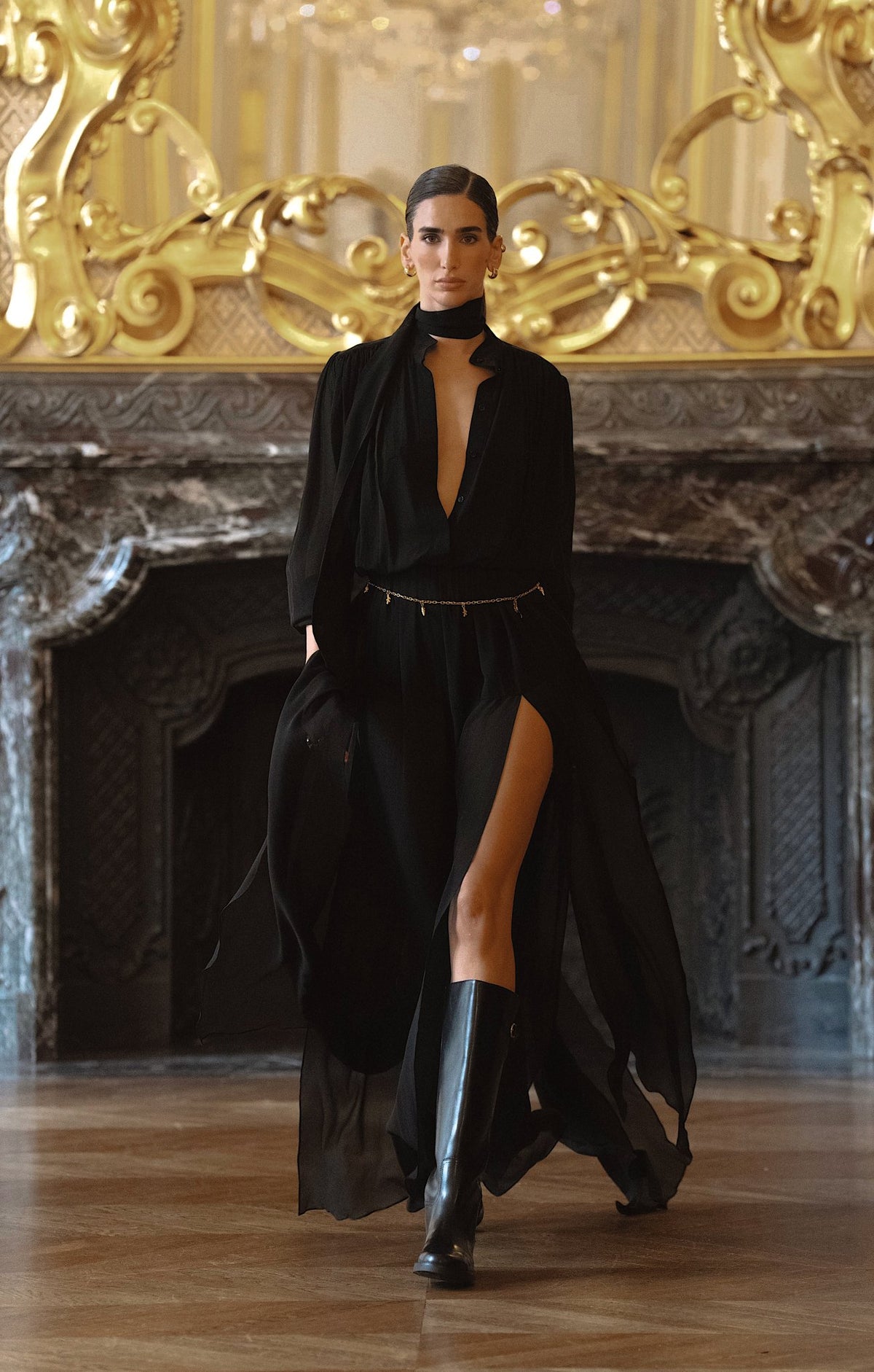 Black chiffon dress