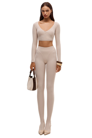FLUX CROPPED LONG BEIGE TOP