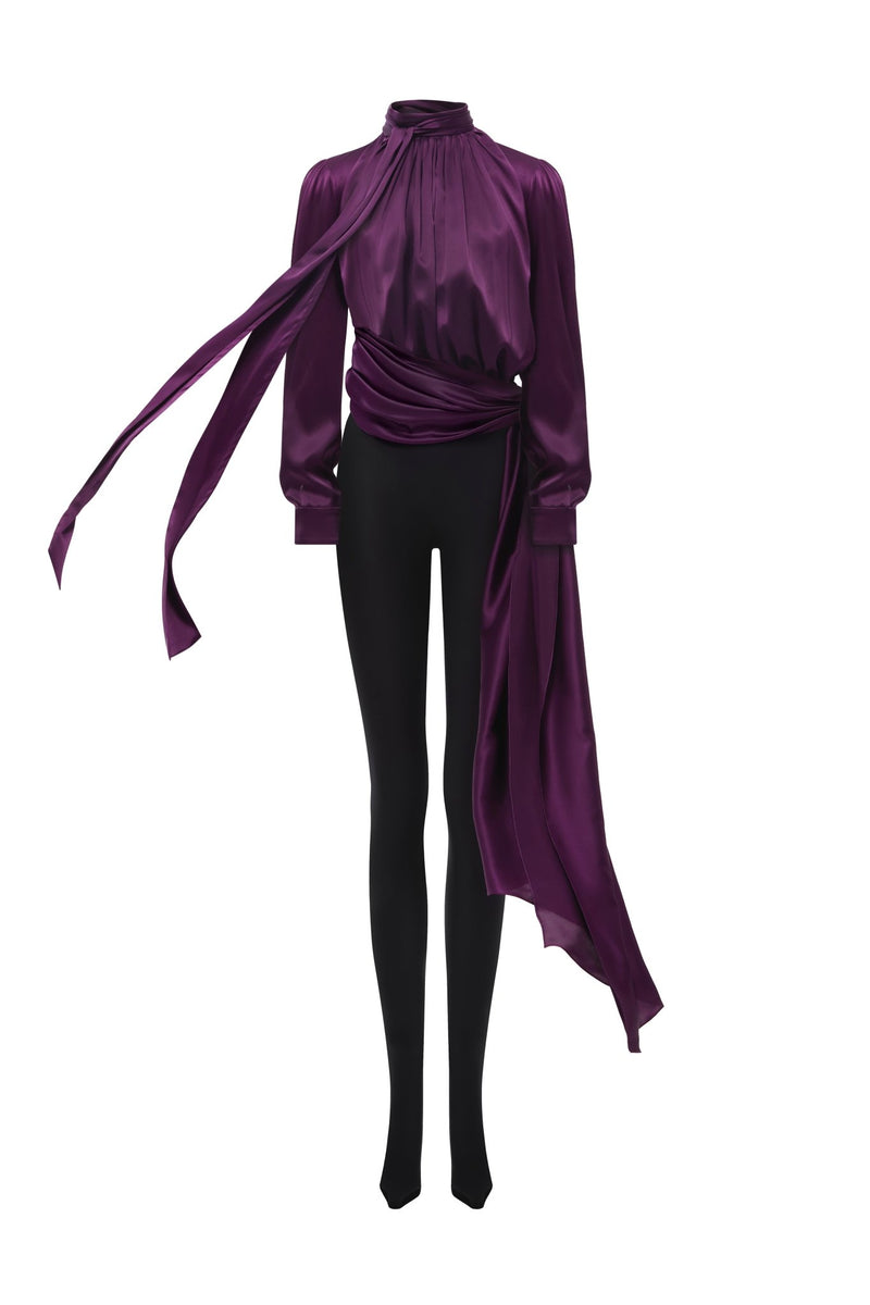 EVE PLUM SILK ONE-PIECE JUMPSUIT