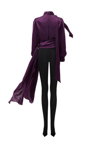 EVE PLUM SILK ONE-PIECE JUMPSUIT