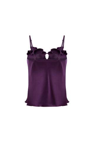 EVE CAMISOLE AUS SEIDE MIT RÜSCHEN IN PFLAUME