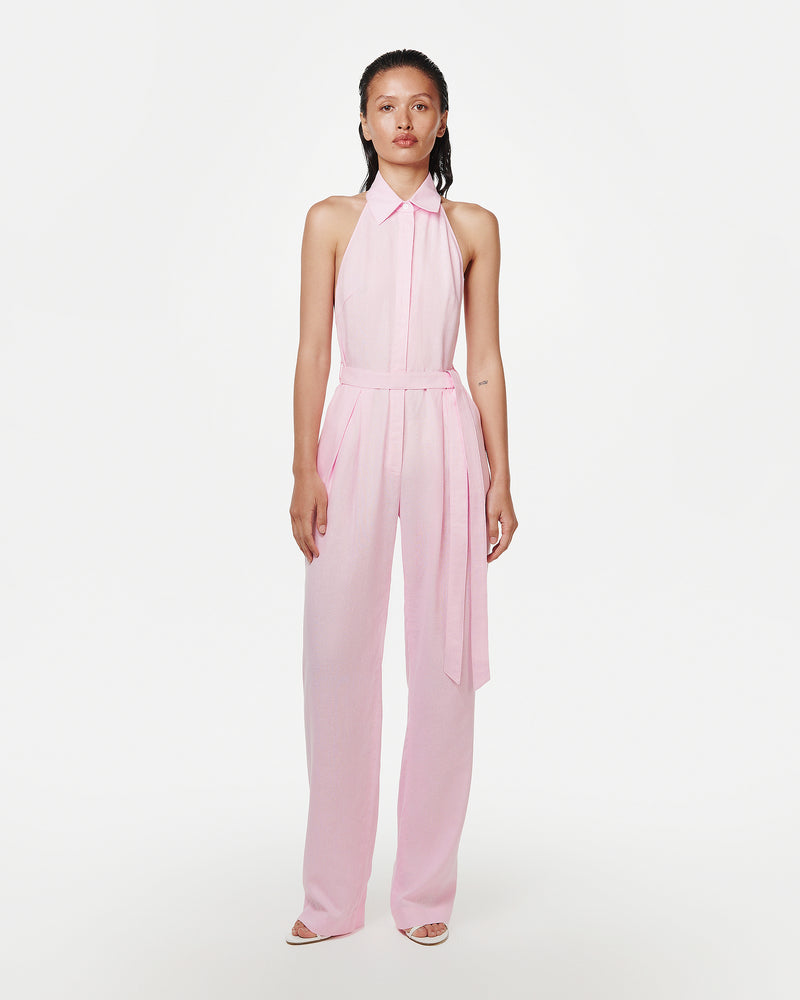 PINK JUMPSUIT IN LINEN