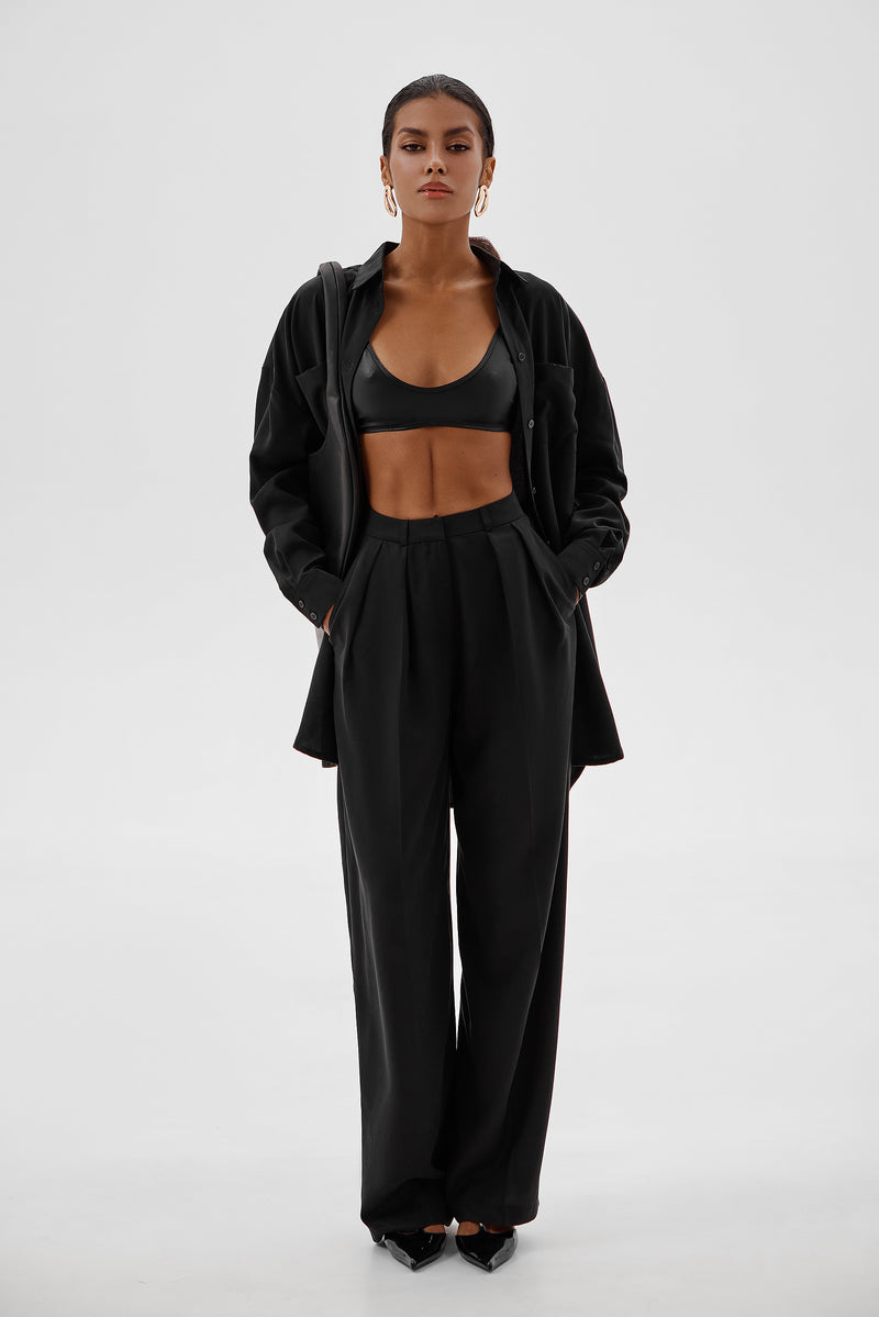 WIDE GRAPHITE BLACK TROUSERS